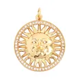 Gold-plated sun mask pendant with crystal inlay and detailed dimensions for jewelry making - Sun God Mask-Gold