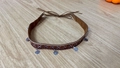 Bohemian brown woven headband with ethnic geometric patterns and silver coin charms - 56-58cm / Brown Ethnic Style Pattern Silver Coin Pendant Choker (AB284)