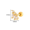Gold-plated ear bone stud with marquise and round zircon gems and screw back closure - Marquise Curved Design (0180-9# Gold)