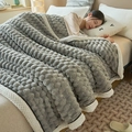 Thick grey plush blanket with 3D tufted texture and white waffle border for warmth - Gentleman Grey