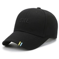 Casquette de baseball en coton noir avec broderie 3D et étiquette tissée bicolore - Noir avec broderie noire