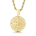Collana con ciondolo a bussola dorato in acciaio inossidabile e catena a fune per uomo e donna - Pendente Con Catena da 60cm / Oro