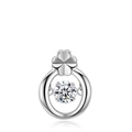 Eleganter S999 Silber Kleeblatt Anhänger mit funkelndem runden Zirkonia Stein Halskette - Anhänger Ohne Kette / 990 Silber