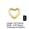 Detailansicht des herzförmigen vergoldeten Zwischenperle mit 16mm x 16mm Abmessungen - Slide Charm D-Gold Hohles Herz