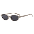 Vintage oval beige sunglasses with dark lenses for women, stylish 2025 retro frame design - Grey Frame Grey Lens