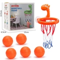Orange dinosaur basketball hoop toy set with suction cup and 5 small balls for kids - Orange Dinosaur - English Box - With 5 Balls