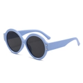 Chic round sunglasses in periwinkle blue frame with grey lenses and silver studs - Blue Frame Grey Lens