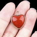 Natural red stone heart pendant with gold-plated edging and polished finish - Red Jasper Gold Edging
