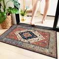 Rectangle bathroom mat with vintage Persian pattern in red and blue anti-slip design - European Retro Blue 1