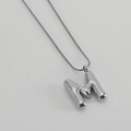 Silver letter M bubble pendant necklace with sleek snake chain for women in hip hop style - Letter M [Steel]