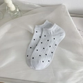 White low-cut invisible boat socks with black polka dot pattern and breathable cotton fabric - One Size / Gray