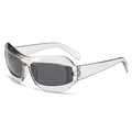 Lunettes de soleil futuristes avec monture grise transparente et verres teintés - Monture Gris Transparent Verre Gris