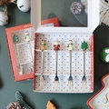 4-piece stainless steel Christmas fork set with festive Santa and reindeer toppers in gift box - 4pcs Fork Set / Silver