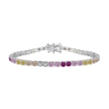 S925 sterling silver tennis bracelet with multi-color round cubic zirconia stones - 925 Silver / Classic Round Colorful-18cm (DY150228)