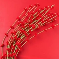 Handmade crochet Lilyturf bouquet with red knitted flowers and green stems for home decor - Single Red Liriope Flower With Green Stem