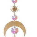 Iridescent crystal suncatcher with golden sun and moon pendants on white background - 20-Ball Moon Pendant 13