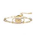 Gold micro-pave zircon heart paperclip chain bracelet with religious medallion - Gold Virgin Mary