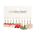 Set de 5 paires de boucles d'oreilles de Noël avec Père Noël, sapin et flocons - E0014-1 (5 Paires)