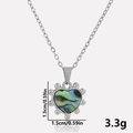 Detail shot of heart pendant necklace with dimensions 1.5cm and weight 3.3g - Necklace / Silver-Abalone-Necklace (S2004-S-B-N22)