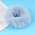 Light blue plush hair tie scrunchie for women with soft fluffy texture for buns - Light Blue