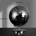 Modern black and silver decorative globe with metal base, 21cm diameter desk ornament - 20cm Black And Silver English Ball With White Luo Stand