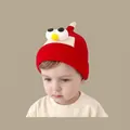Winter knit baby beanie featuring a cute red cartoon character with ear protection - Bird Hat Red (2 Months - 2 Years Old)