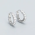 Elegante S925 sterling zilveren oorringen met fonkelende micro-pave witte zirkonia's - 925 zilver / Witgoud