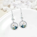 925 silver mountain silhouette drop earrings with iridescent shell and crystal bead - Green Shell Earrings
