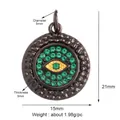 Green crystal evil eye charm in black gunmetal finish with 21mm dimensions - Black Round Green Eye