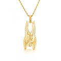 Golden Anubis head pendant necklace with rope chain in Egyptian hip hop style - Gold Anubis Head (KP94211)