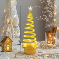 Golden spiral LED Christmas tree with star top and gold base, height 28cm width 9cm - Small Gold