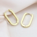 Polished gold U-shaped geometric huggie earrings on smooth silk fabric background - Long U-Shape 21mm Gold