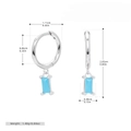Orecchini a cerchio in argento con pendente rettangolare in pietra preziosa azzurro chiaro - Argento con turchese