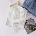 Flat lay of white pleated scarf with blue denim and tulip photo for stylish look - 70*70cm / Pleated White