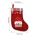 Christmas snowman stocking with red burlap and buffalo plaid cuff, 17cm height - Small Linen Snowflake Snowman Stocking