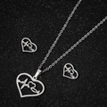Conjunto de collar y pendientes de latido de corazón en plata con diseño elegante - Latido del corazón / Color Acero