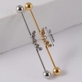 Industrial barbell piercing in gold and silver finish with crystal flower center - NO 17 Gem Cluster