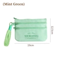 Porta passaporto verde menta con tre cerniere e cinturino da polso 19x12,5cm - Verde Menta