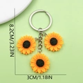 Personalized sunflower keychain with three metal and resin pendants and measurements - Dense Sunflower Combo