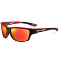 Polarized sports sunglasses in black and red frame with orange gradient reflective lenses - Black Red Frame Orange Red Lens