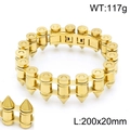Gouden punk spike armband van roestvrij staal met stoere motorfiets schakels - 20mm Breedte (KB149760-KFC) / Goud