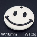 Colgante de cara sonriente en acero de titanio de 18mm con esmalte blanco y negro - 18mm / Color Acero
