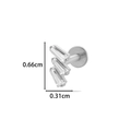 Silver F136 titanium labret stud with three rectangular zircons, 0.66cm length - 2# Style (Stepped Rectangles) / Silver