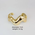 Elegante brazalete dorado ondulado irregular con diámetro de 7cm y un peso de 14,5g - Estilo de Ondas (G)