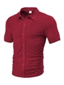 Macro-opname van donkerrood poloshirt met textuur van het weefsel en kraagdetail - S / Bordeauxrood