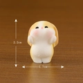 Miniature yellow and white resin rabbit figurine, size 2.2cm by 1.7cm for desktop decor - No.6 Raising Hand