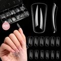 600er-Set transparente lange Sarg-Nagelspitzen mit schwarzer Aufbewahrungsbox - 600 Stück Box-Set / Transparent (XAJP-A16)