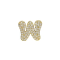 18k gold plated brass letter W pendant with sparkling micro-pave crystals - Letter W Pendant-Gold