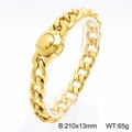 Gouden titanium stalen Cubaanse schakelarmband met CNC-kristallen voor heren, 210mm - Model A Goud (KB169912-Z) / Goud