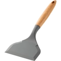 Non-stick grey silicone tamagoyaki spatula with heat-resistant wooden handle - Light Gray